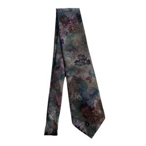 Mens Oscar de la Renta Studio Neck Tie Deep Multicolor Floral Made in USA EUC